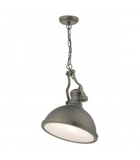 Dome Pendant Light Antique Pewter & Glass, 1x E27