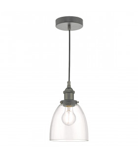 Dome Pendant Light Antique Chrome & Glass