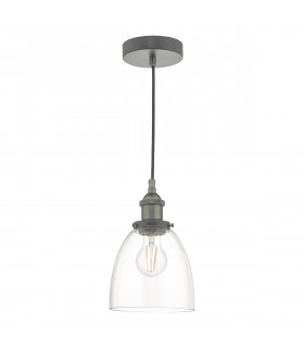 Dome Pendant Light Antique Chrome & Glass
