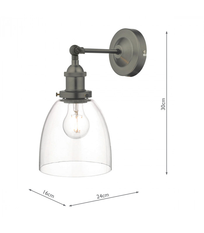 Dome Wall Light Antique Chrome & Glass