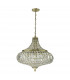 Pendant Light Antique Brass Crystal, 6x E14