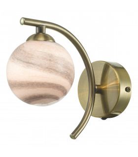 Wall Light Antique Brass With Planet Style Glass