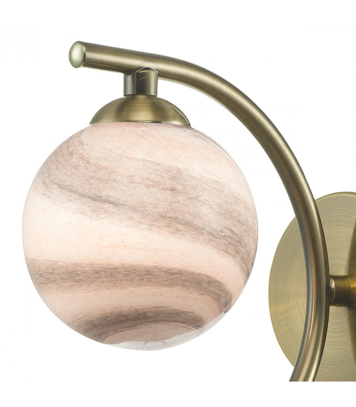 Wall Light Antique Brass With Planet Style Glass