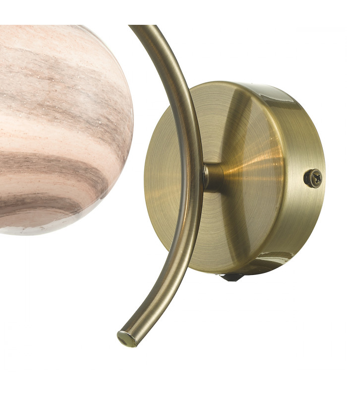 Wall Light Antique Brass With Planet Style Glass