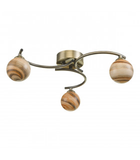 Semi Flush Ceiling Light Light Antique Brass With Planet Style Glass, 3x G9