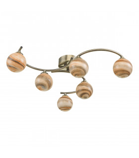 Semi Flush Ceiling Light Light Ceiling Light Antique Brass With Planet Art Glass, 6x G9