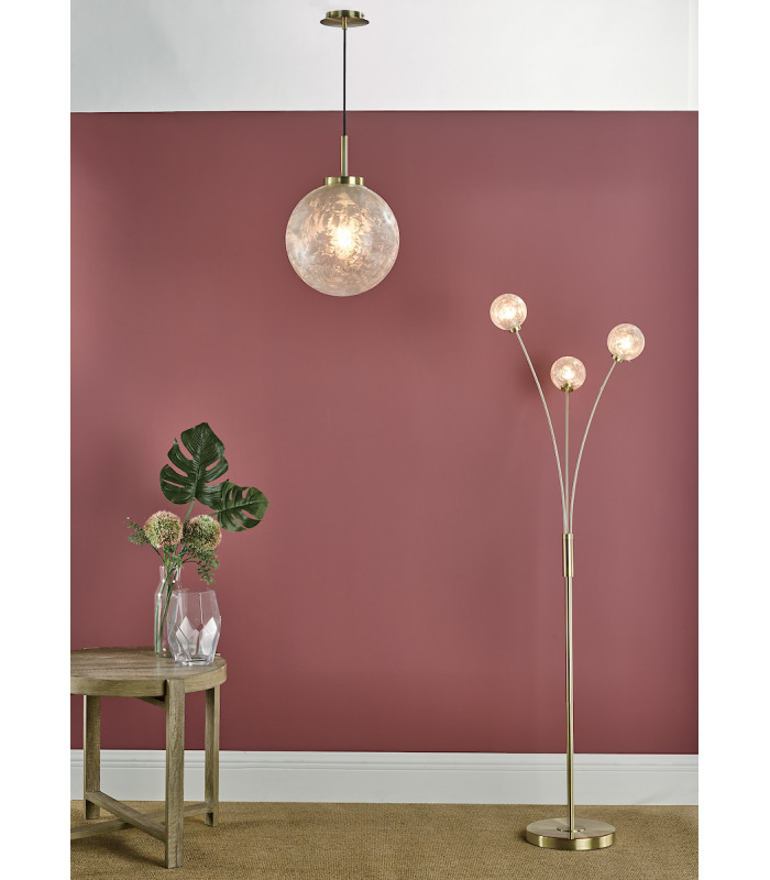 Pendant Light Satin Brass And Clear Frosted Glass, 1x E27