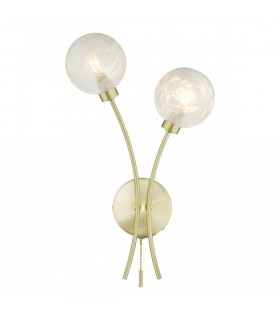 Wall Light Satin Brass Glass, 2x G9