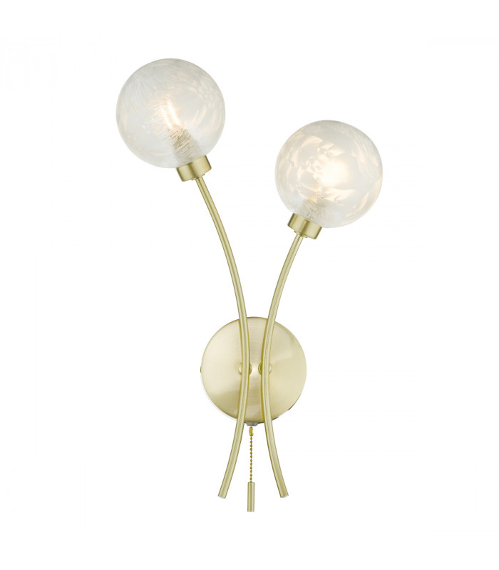Wall Light Satin Brass Glass, 2x G9