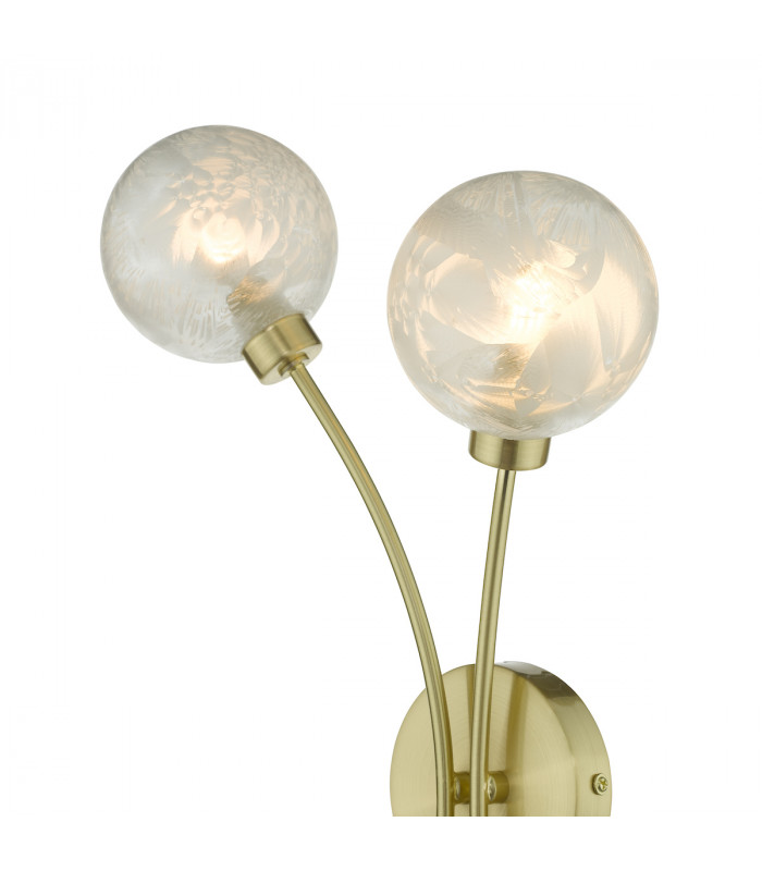 Wall Light Satin Brass Glass, 2x G9