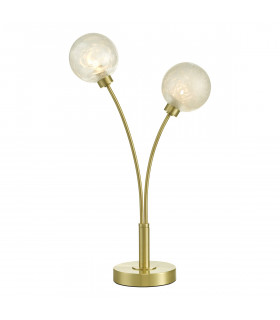 Table Lamp Satin Brass Glass, 2x G9