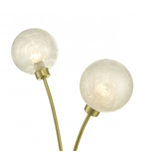 Table Lamp Satin Brass Glass, 2x G9