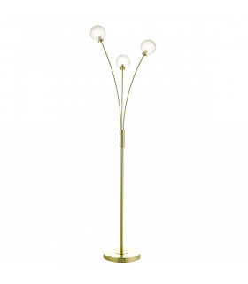 Floor Lamp Satin Brass And Clear Frosted Glass, 3x G9