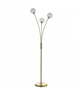 Floor Lamp Satin Brass And Clear Frosted Glass, 3x G9