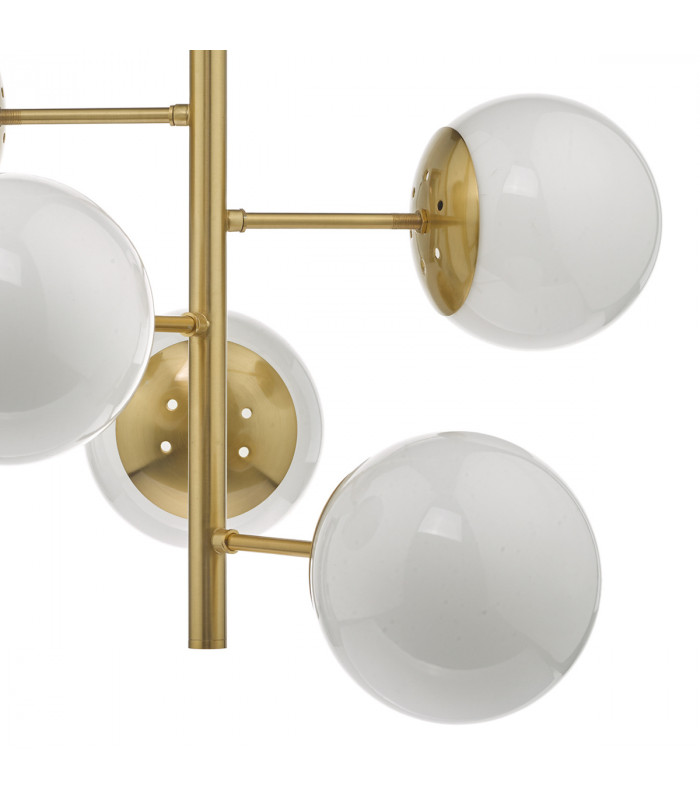 Pendant Light Natural Brass & Opal Glass, 5x E14