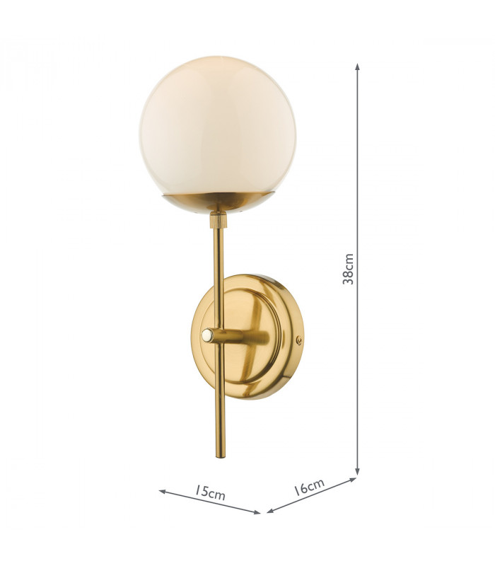 Wall Light Natural Brass Opal Glass