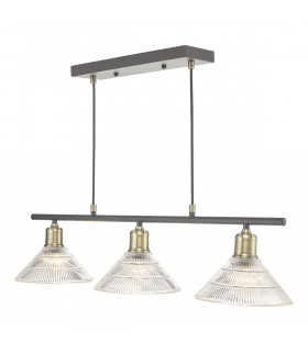 Straight Bar Antique Brass with Glass Shade, 3x E27
