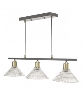 Straight Bar Antique Brass with Glass Shade, 3x E27