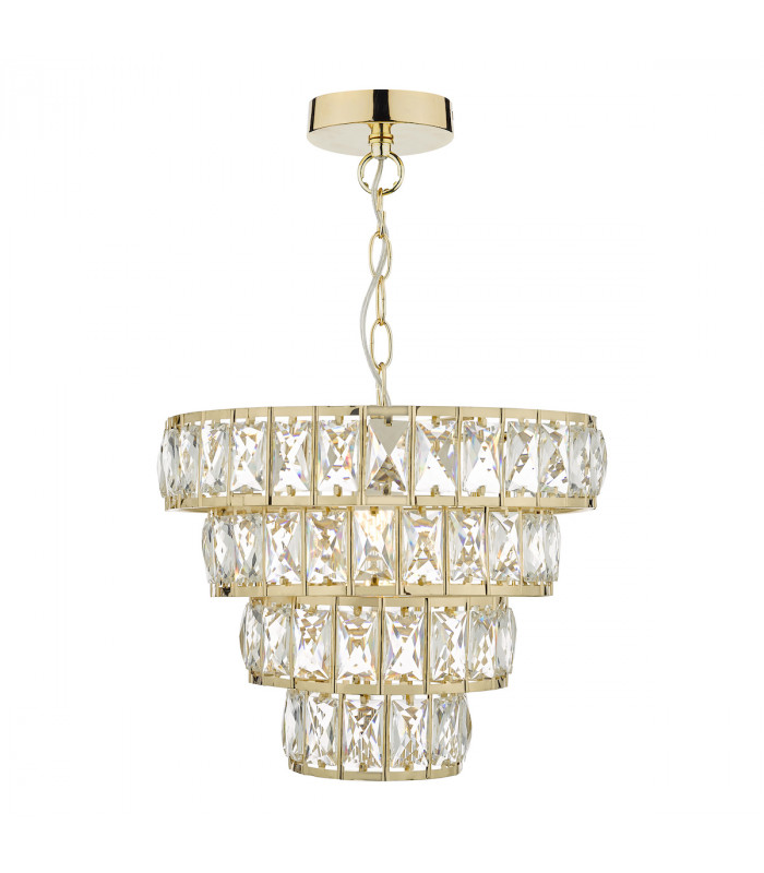 4 Tier Pendant Light Crystal & Gold, 1x E27