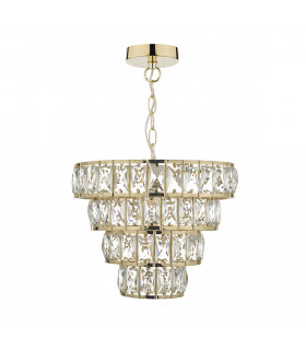4 Tier Pendant Light Crystal & Gold, 1x E27