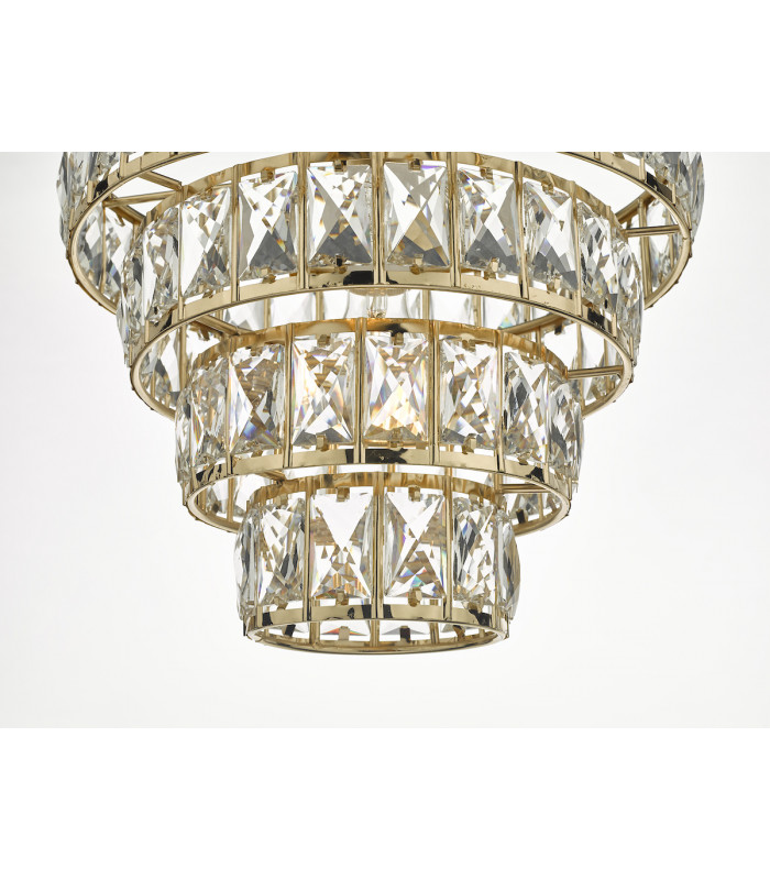 4 Tier Pendant Light Crystal & Gold, 1x E27