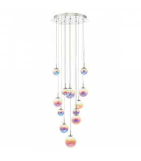Cluster Pendant Light Polished Chrome & Multi Colour LED, 12x LED