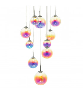 Cluster Pendant Light Polished Chrome & Multi Colour LED, 12x LED