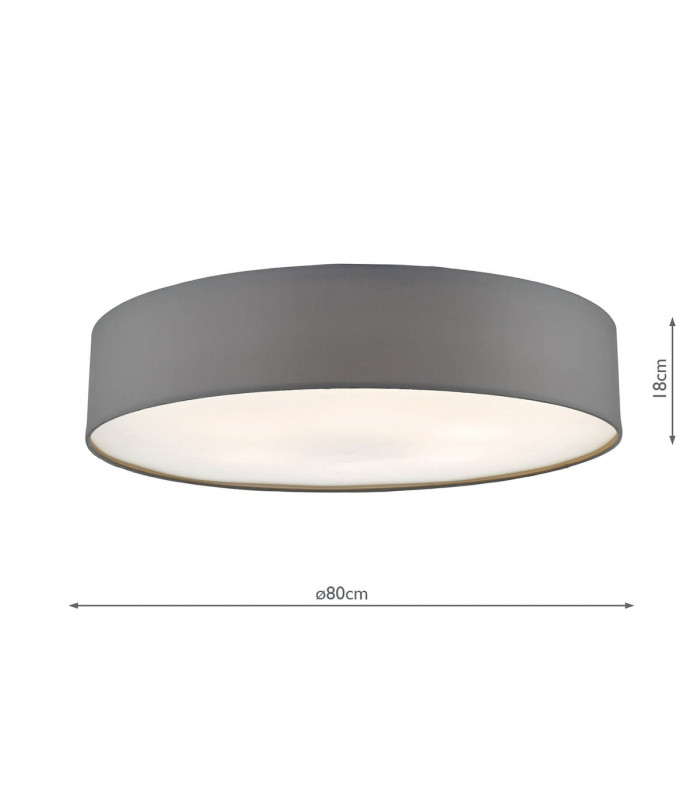 Cylindrical Flush Ceiling Light Grey, 6x E27