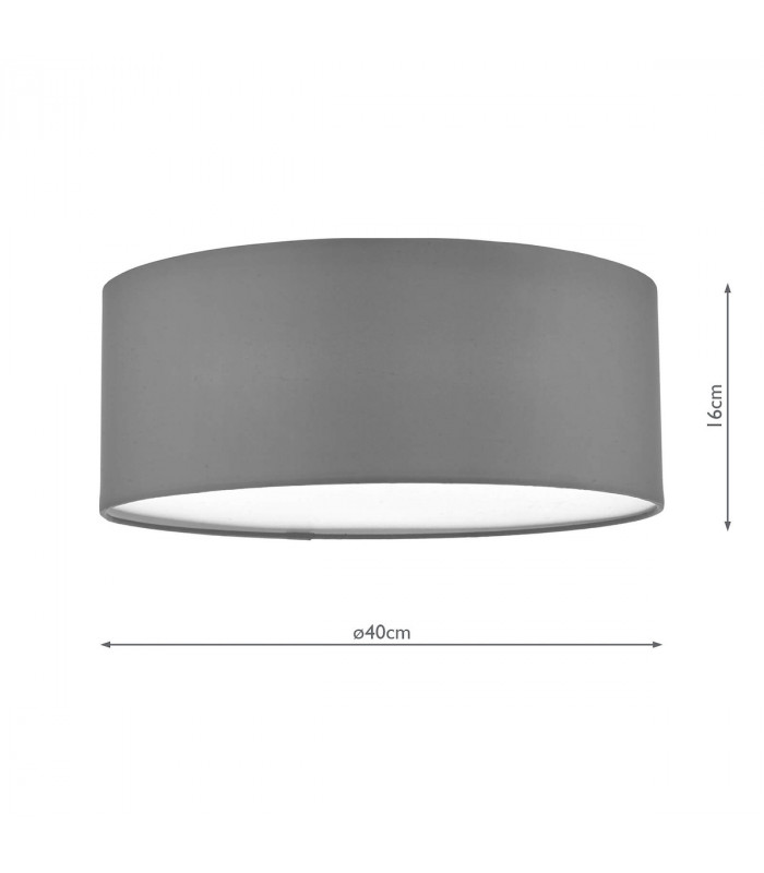 Cylindrical Flush Ceiling Light Grey, 3x E27
