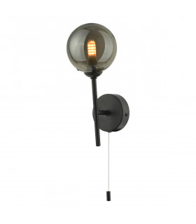 Wall Light Matt Black With Smoked Glass, 1x G9