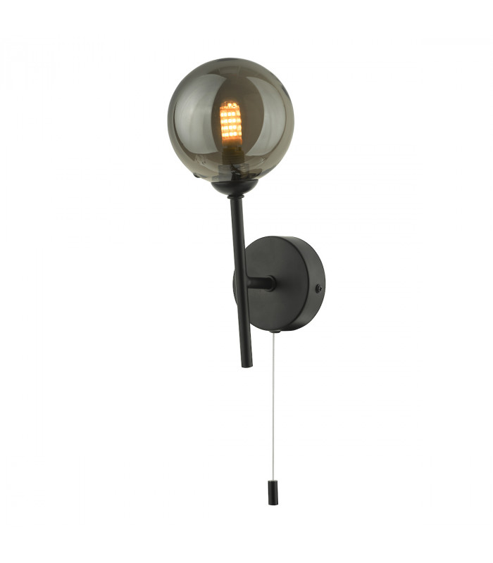 Wall Light Matt Black With Smoked Glass, 1x G9
