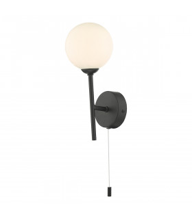Wall Light Matt Black With Opal Glass, 1x G9