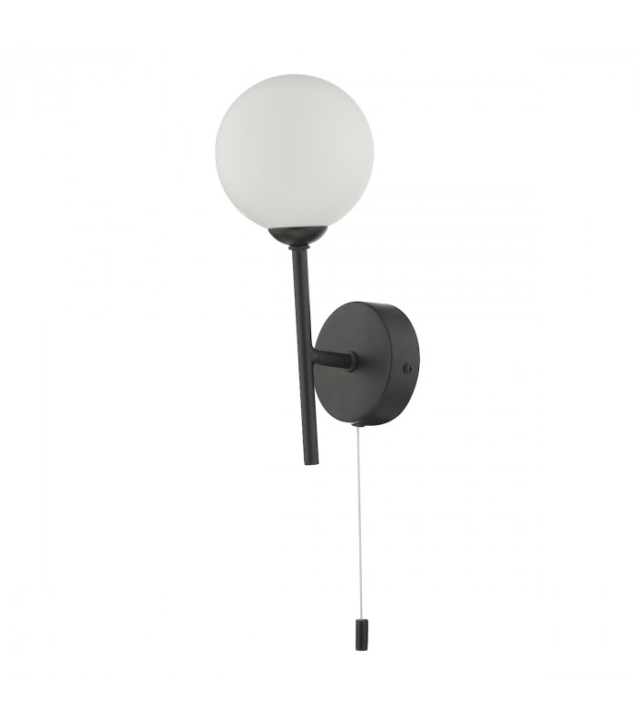 Wall Light Matt Black With Opal Glass, 1x G9