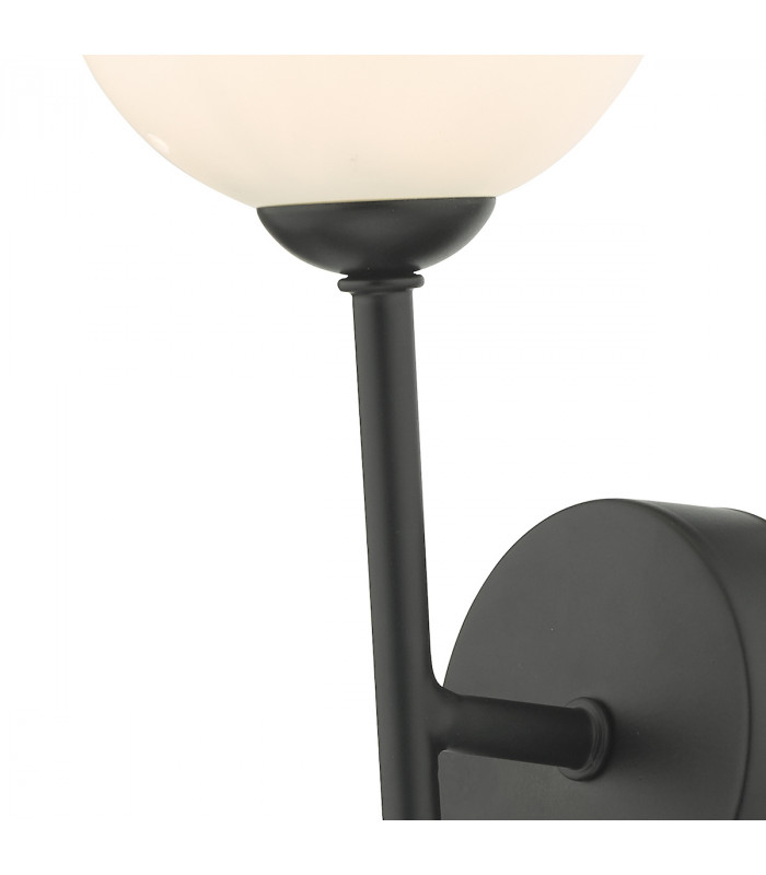 Wall Light Matt Black With Opal Glass, 1x G9