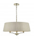 Cylindrical Pendant Light Antique Brass With Taupe Ribbon Shade, 4x E14
