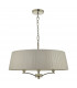 Cylindrical Pendant Light Antique Brass With Taupe Ribbon Shade, 4x E14