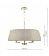 Cylindrical Pendant Light Antique Brass With Taupe Ribbon Shade, 4x E14