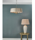 Cylindrical Pendant Light Antique Brass With Taupe Ribbon Shade, 4x E14