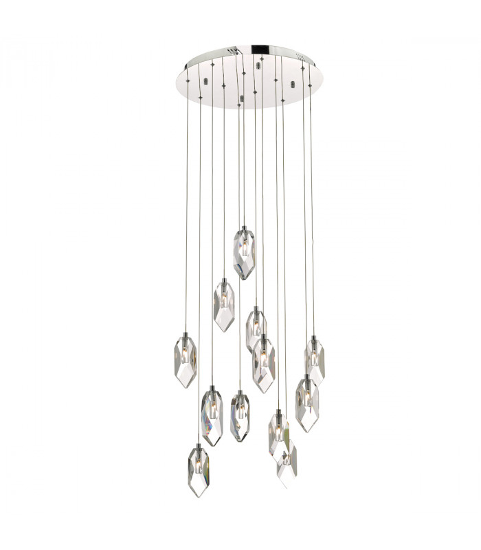 Cluster Pendant Light Polished Chrome & Crystal, 12x G4