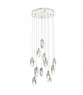 Cluster Pendant Light Polished Chrome & Crystal, 12x G4