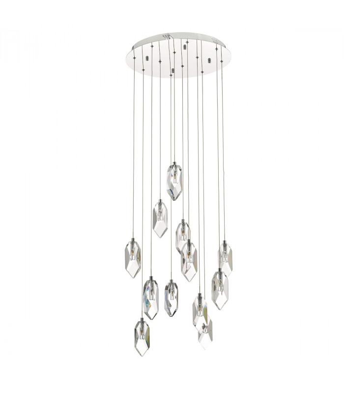 Cluster Pendant Light Polished Chrome & Crystal, 12x G4