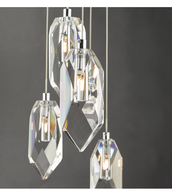 Cluster Pendant Light Polished Chrome & Crystal, 12x G4