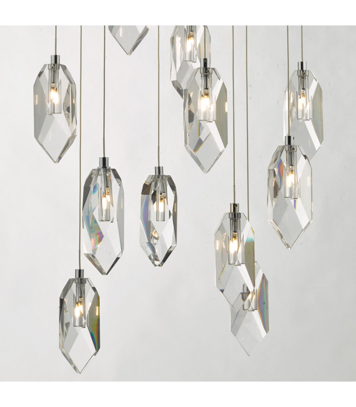 Cluster Pendant Light Polished Chrome & Crystal, 12x G4