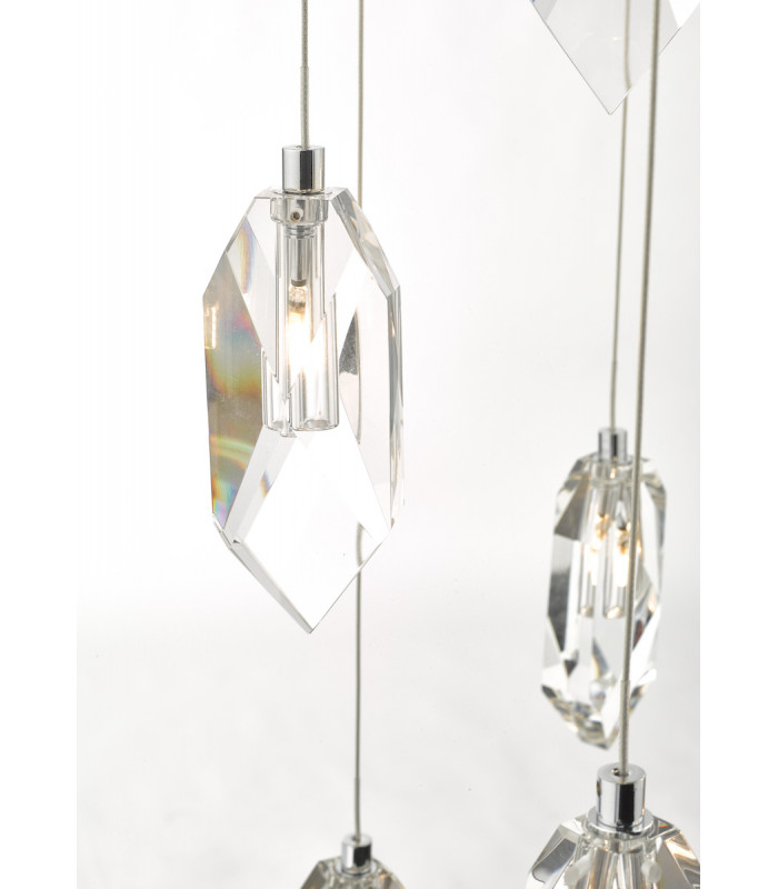 Cluster Pendant Light Polished Chrome & Crystal, 12x G4