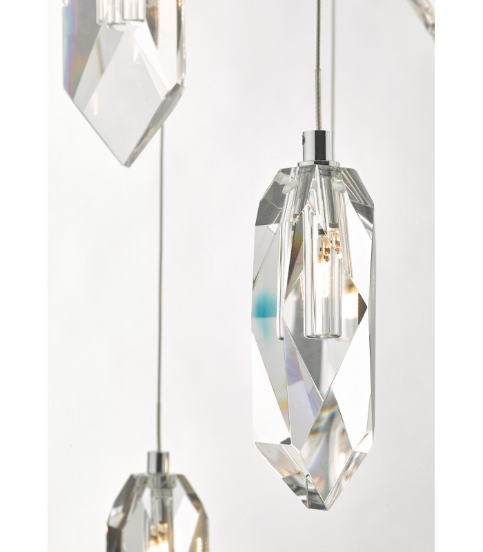 Cluster Pendant Light Polished Chrome & Crystal, 12x G4