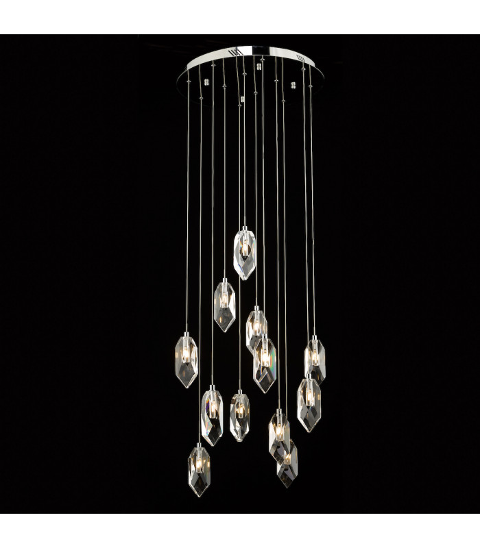 Cluster Pendant Light Polished Chrome & Crystal, 12x G4