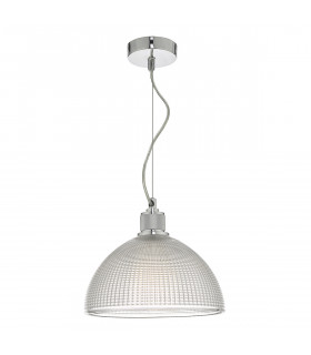 Dome Pendant Light Chrome And Clear Glass, 1x E27