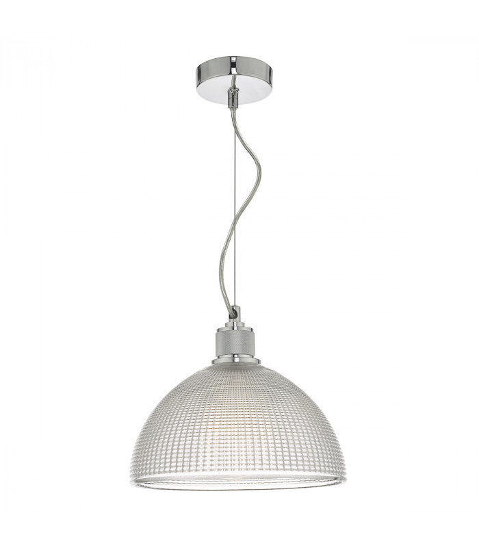 Dome Pendant Light Chrome And Clear Glass, 1x E27
