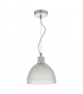 Dome Pendant Light Chrome And Clear Glass, 1x E27