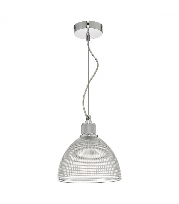 Dome Pendant Light Chrome And Clear Glass, 1x E27